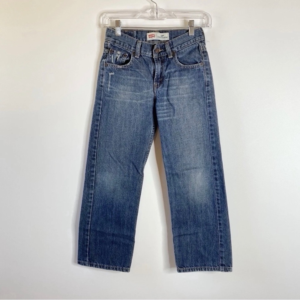 Levis 569 Loose Straight Leg Jeans Boys Sz 10 Med Wash 100% Cotton Distressed